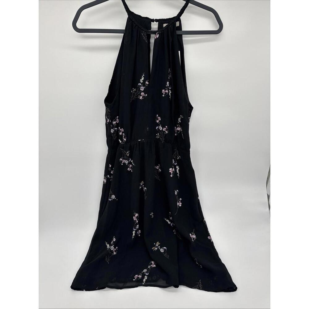 H&M Women's Sleeveless Dress Knee Length Size 6 Side Zipper Black Floral Print
